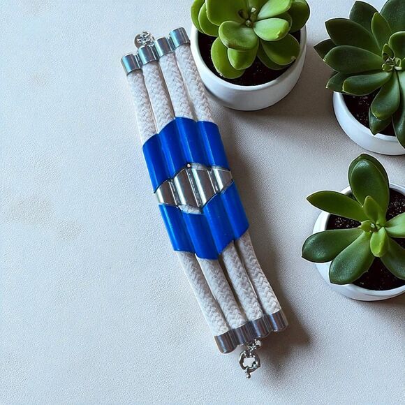 nOir Statement Blue & Crystal Rope Cuff Bracelet - Picture 7 of 8